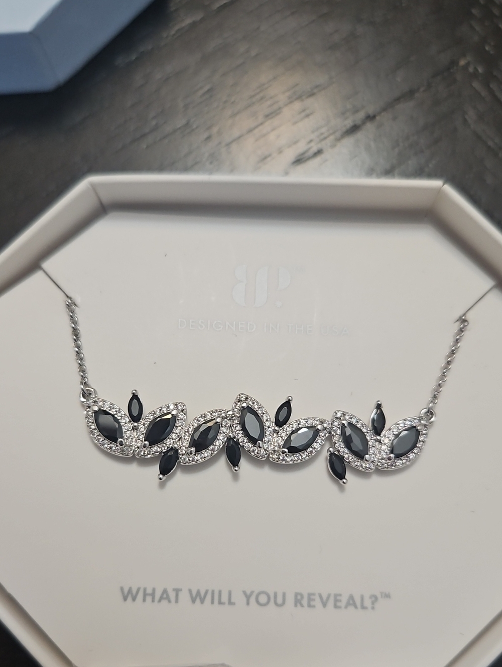 Elegant Black Marquise Crystal Necklace
